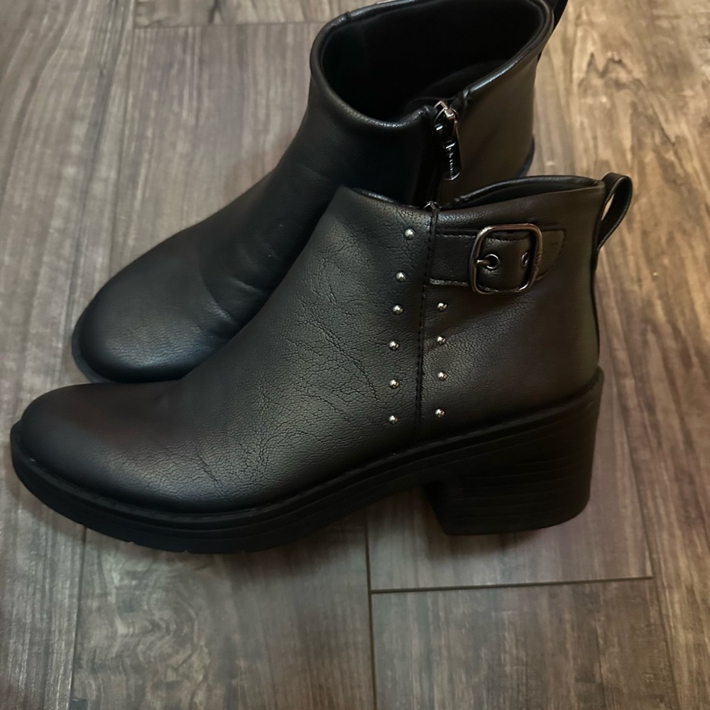 Black Ankle Boots with Buckle Detail